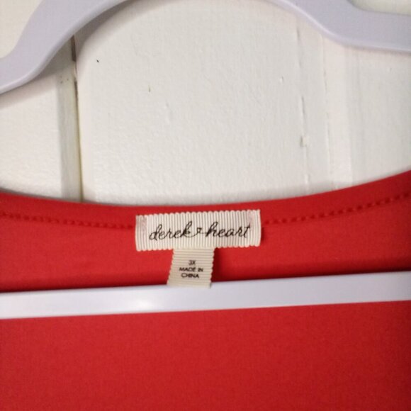 Derek Heart Dress Women 3X Short Sleeve Soft Stretch Red - Picture 9 of 15